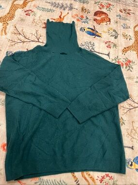 Free People Teal Ribbed Turtleneck Sweater